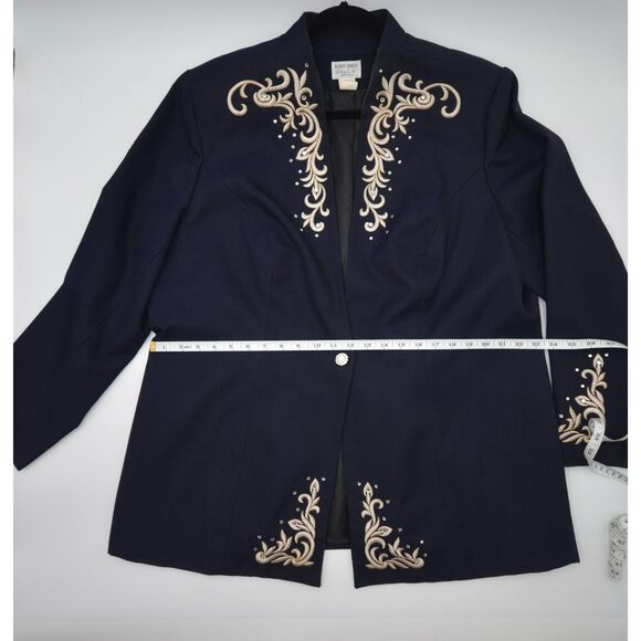 Hobby Horse Navy Blazer with Cream, Gold & Rhinestone Accents - 3X - Picture 3 of 7